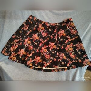 Floral Black Skirt